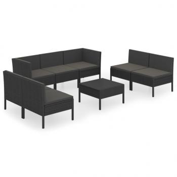 8-tlg. Garten-Lounge-Set mit Auflagen Poly Rattan Schwarz