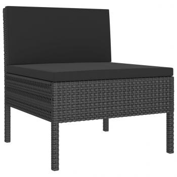 13-tlg. Garten-Lounge-Set mit Auflagen Poly Rattan Schwarz