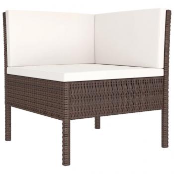 7-tlg. Garten-Lounge-Set mit Auflagen Poly Rattan Braun