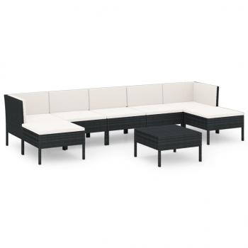 8-tlg. Garten-Lounge-Set mit Auflagen Poly Rattan Schwarz