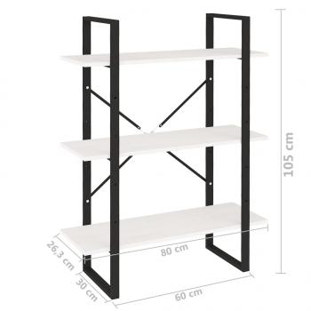 Bücherregal 3 Böden Weiß 80x30x105 cm Massivholz Kiefer