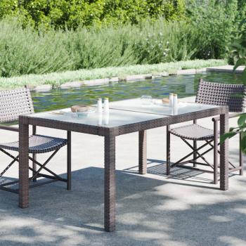 ARDEBO.de - Gartentisch 150x90x75 cm Gehärtetes Glas Poly Rattan Braun