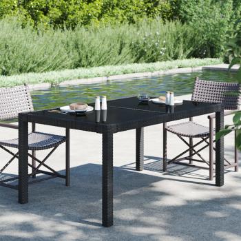 ARDEBO.de - Gartentisch 150x90x75 cm Gehärtetes Glas Poly Rattan Schwarz