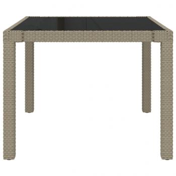 Gartentisch 90x90x75 cm Gehärtetes Glas Poly Rattan Beige