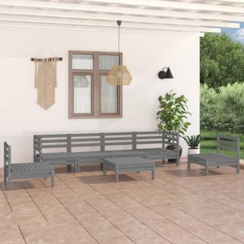 ARDEBO.de - 7-tlg. Garten-Lounge-Set Grau Kiefer Massivholz