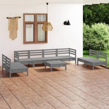 ARDEBO.de - 9-tlg. Garten-Lounge-Set Grau Massivholz Kiefer