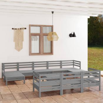 ARDEBO.de - 11-tlg. Garten-Lounge-Set Grau Massivholz Kiefer