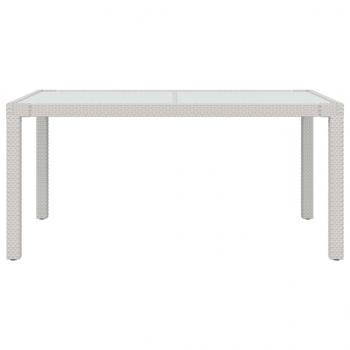 Gartentisch 150x90x75 cm Gehärtetes Glas Poly Rattan Weiß