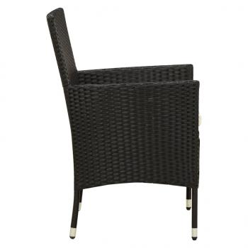 Gartenstühle mit Kissen 2 Stk. Poly Rattan Schwarz