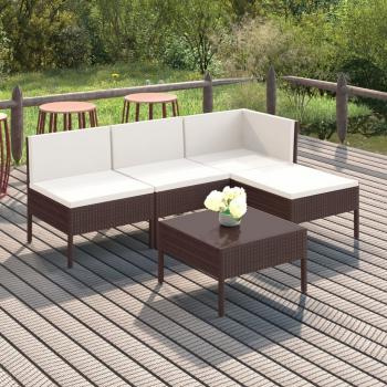 ARDEBO.de - 5-tlg. Garten-Lounge-Set mit Auflagen Poly Rattan Braun