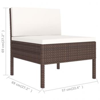 5-tlg. Garten-Lounge-Set mit Auflagen Poly Rattan Braun