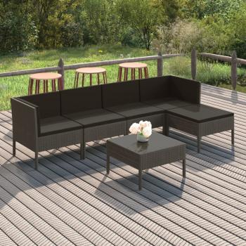 ARDEBO.de - 6-tlg. Garten-Lounge-Set mit Auflagen Poly Rattan Grau