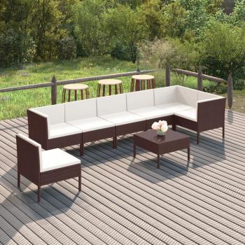 ARDEBO.de - 8-tlg. Garten-Lounge-Set mit Auflagen Poly Rattan Braun