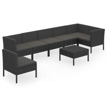 8-tlg. Garten-Lounge-Set mit Auflagen Poly Rattan Schwarz