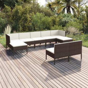 ARDEBO.de - 9-tlg. Garten-Lounge-Set mit Auflagen Poly Rattan Braun