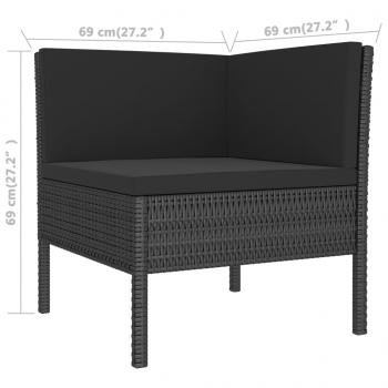 10-tlg. Garten-Lounge-Set mit Auflagen Poly Rattan Schwarz