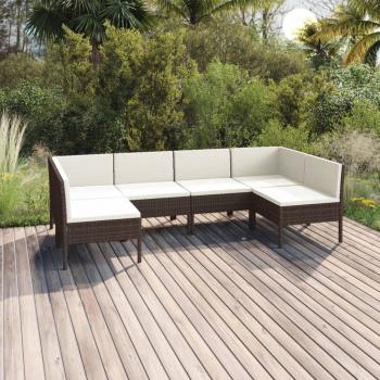 ARDEBO.de - 6-tlg. Garten-Lounge-Set mit Auflagen Poly Rattan Braun