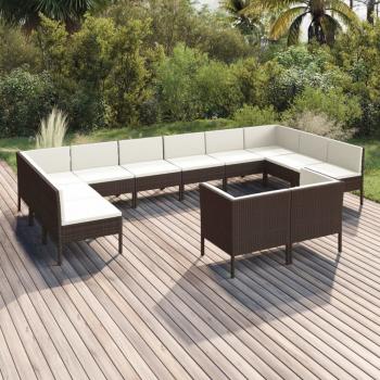 ARDEBO.de - 12-tlg. Garten-Lounge-Set mit Auflagen Poly Rattan Braun