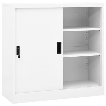 ARDEBO.de - Büroschrank mit Schiebetür Weiß 90x40x90 cm Stahl 