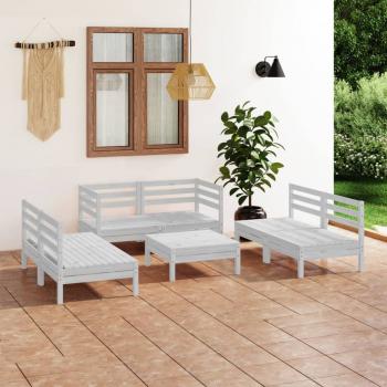 ARDEBO.de - 7-tlg. Garten-Lounge-Set Weiß Massivholz Kiefer