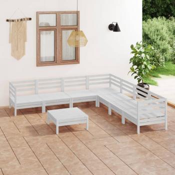 ARDEBO.de - 8-tlg. Garten-Lounge-Set Massivholz Kiefer Weiß