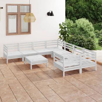 ARDEBO.de - 9-tlg. Garten-Lounge-Set Weiß Massivholz Kiefer