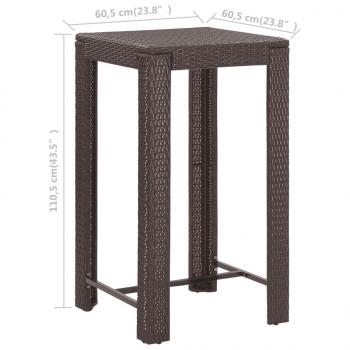 5-tlg. Gartenbar-Set mit Kissen Poly Rattan Braun