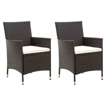 ARDEBO.de - Gartenstühle mit Sitzpolster 2 Stk. Poly Rattan Braun