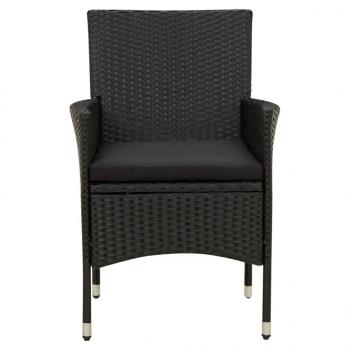 Gartenstühle mit Sitzpolster 2 Stk. Poly Rattan Schwarz