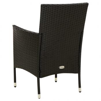 Gartenstühle mit Sitzpolster 2 Stk. Poly Rattan Schwarz