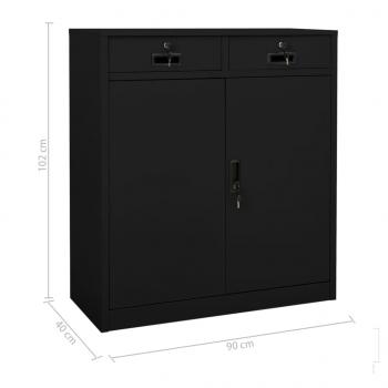 Büroschrank Schwarz 90x40x102 cm Stahl