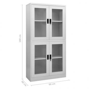 Büroschrank Hellgrau 90x40x180 cm Stahl und Gehärtetes Glas