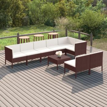 ARDEBO.de - 9-tlg. Garten-Lounge-Set mit Auflagen Poly Rattan Braun