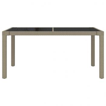 Gartentisch 150x90x75 cm Gehärtetes Glas Poly Rattan Beige