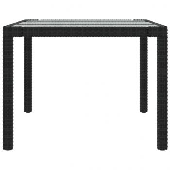 Gartentisch Schwarz 190x90x75 cm Gehärtetes Glas Poly Rattan