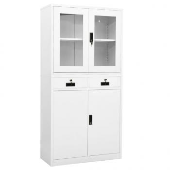 ARDEBO.de - Büroschrank Weiß 90x40x180 cm Stahl und Hartglas