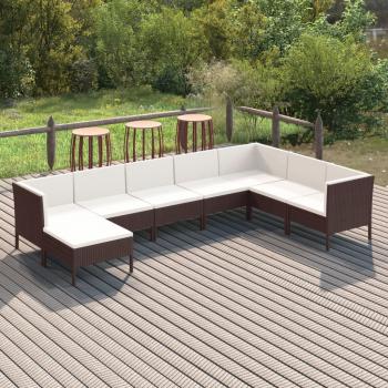 ARDEBO.de - 8-tlg. Garten-Lounge-Set mit Auflagen Poly Rattan Braun