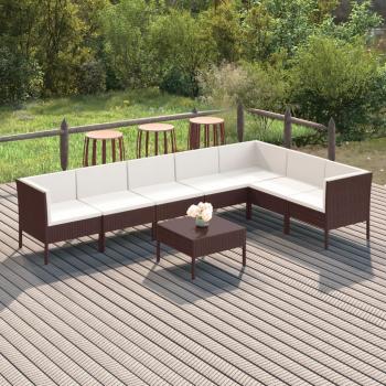 ARDEBO.de - 8-tlg. Garten-Lounge-Set mit Auflagen Poly Rattan Braun