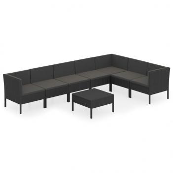 8-tlg. Garten-Lounge-Set mit Auflagen Poly Rattan Schwarz