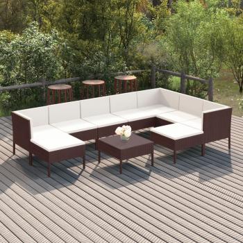 ARDEBO.de - 10-tlg. Garten-Lounge-Set mit Auflagen Poly Rattan Braun