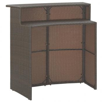 3-tlg. Gartenbar-Set mit Kissen Poly Rattan Braun