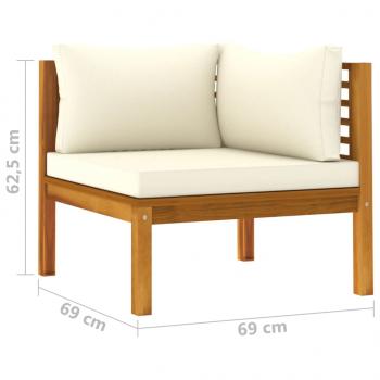 4-tlg. Garten-Lounge-Set mit Creme Kissen Massivholz Akazie