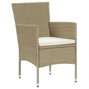 5-tlg. Garten-Essgruppe mit Kissen Poly Rattan Beige