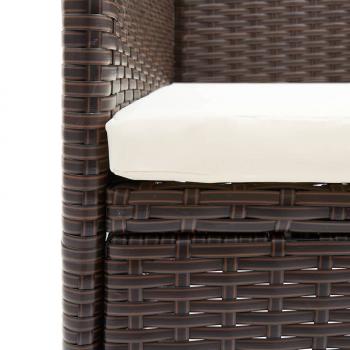 3-tlg. Garten-Essgruppe mit Kissen Poly Rattan Braun