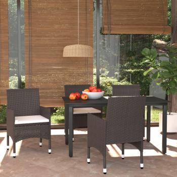 ARDEBO.de - 5-tlg. Garten-Essgruppe mit Kissen Poly Rattan Braun