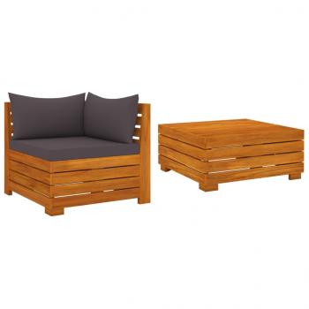 ARDEBO.de - 2-tlg. Garten-Lounge-Set mit Kissen Massivholz Akazie