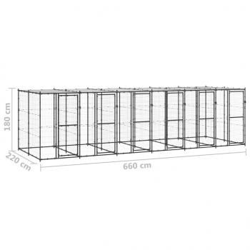 Outdoor-Hundezwinger Stahl mit Überdachung 14,52 m²