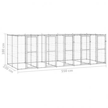 Outdoor-Hundezwinger mit Überdachung Verzinkter Stahl 12,1 m²