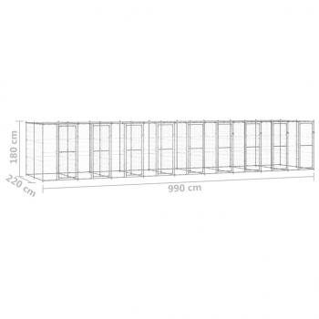 Outdoor-Hundezwinger mit Überdachung Verzinkter Stahl 21,78 m²