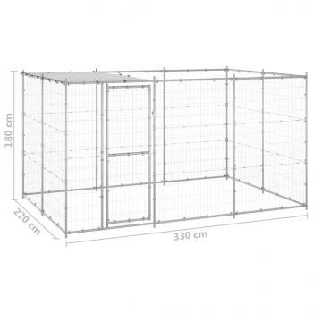 Outdoor-Hundezwinger mit Überdachung Verzinkter Stahl 7,26 m²